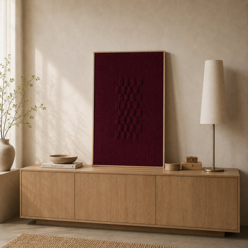Framed II Wine – Woll-Wandbehang in Bordeaux