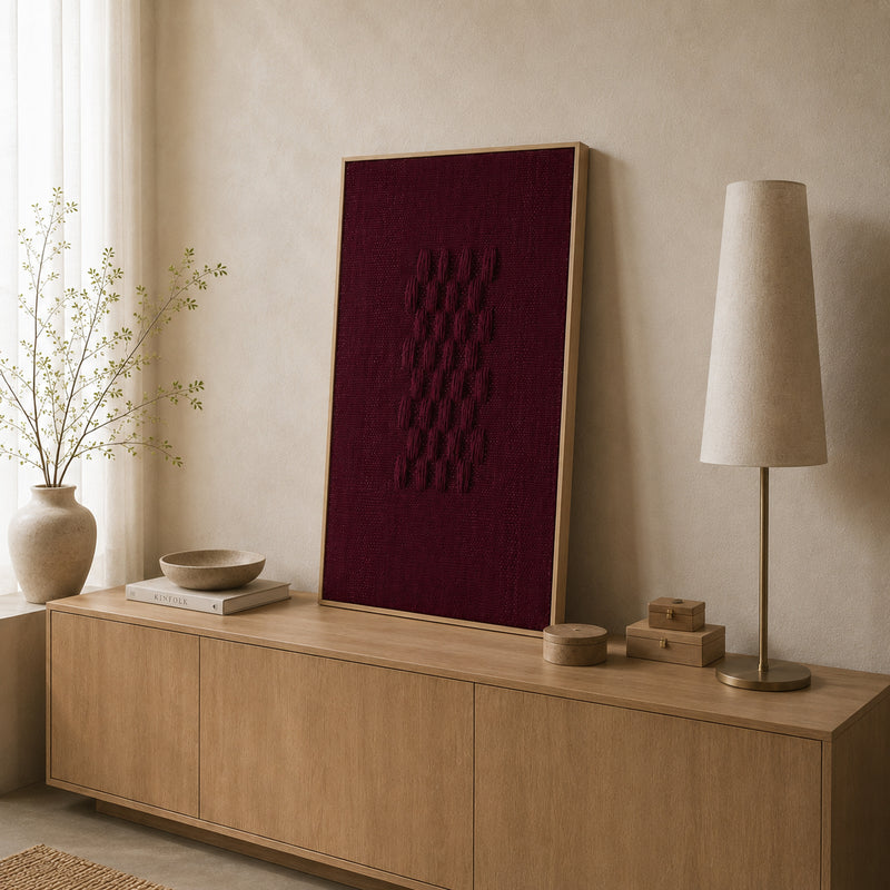 Framed II Wine – Woll-Wandbehang in Bordeaux