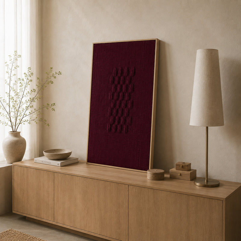 Framed II Wine – Woll-Wandbehang in Bordeaux