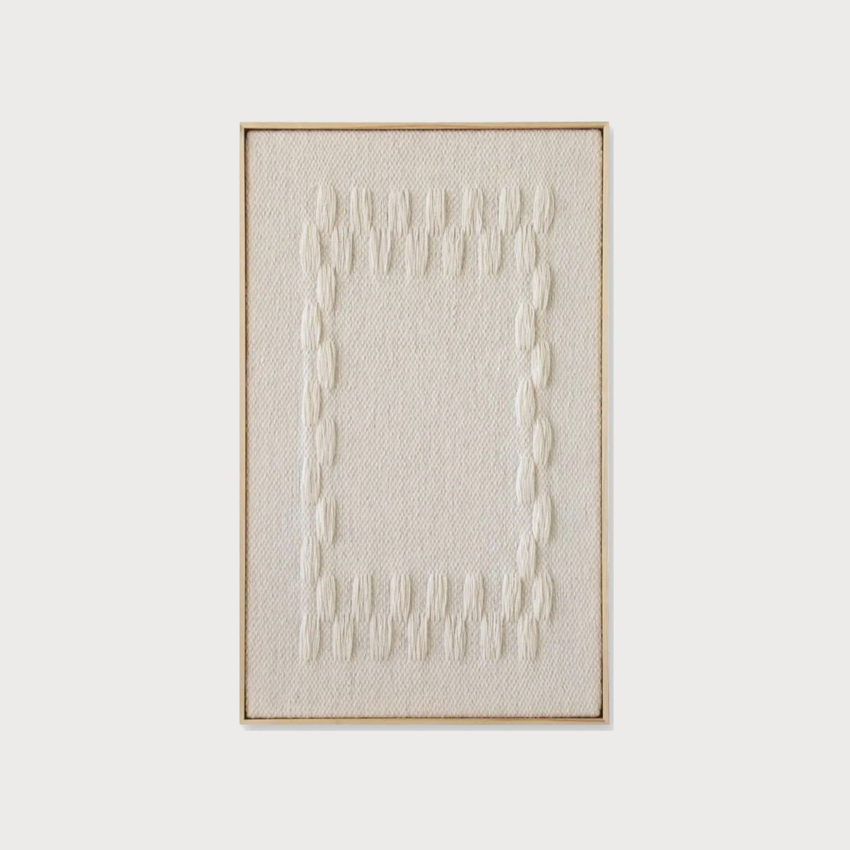 Framed III handwoven two-ply wool tapestry in a slim wood frame, framed textile wall art by Lale Studio & Shop