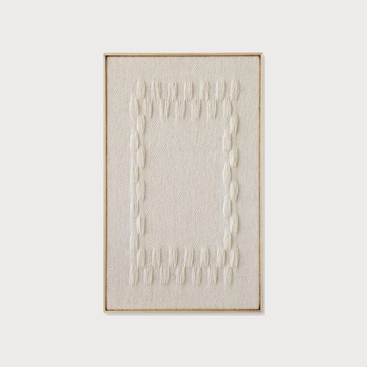 Framed III handwoven two-ply wool tapestry in a slim wood frame, framed textile wall art by Lale Studio & Shop