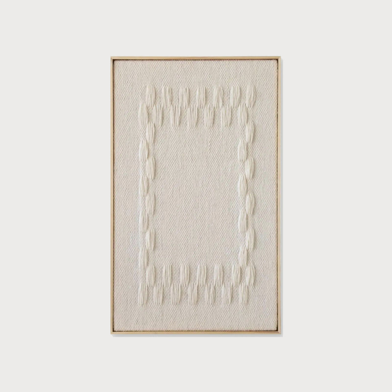 Framed III handwoven two-ply wool tapestry in a slim wood frame, framed textile wall art by Lale Studio & Shop