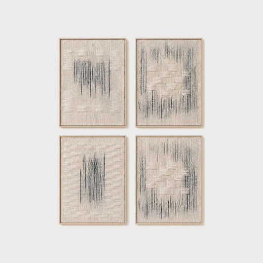 Framed Set handwoven two-ply wool tapestry in a slim wood frame, framed textile wall art by Lale Studio & Shop