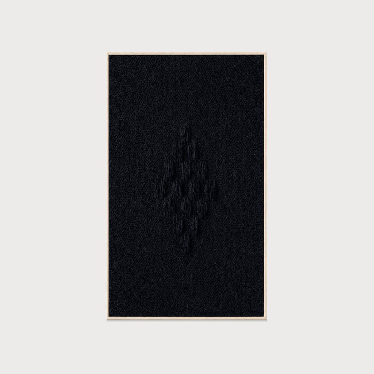 Framed VII Black handwoven two-ply wool tapestry in a slim wood frame, framed textile wall art by Lale Studio & Shop