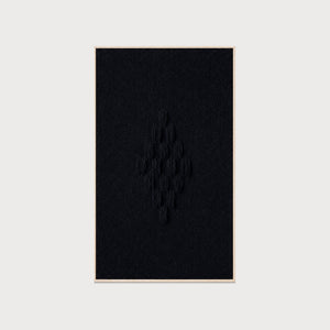 Framed VII Black handwoven two-ply wool tapestry in a slim wood frame, framed textile wall art by Lale Studio & Shop