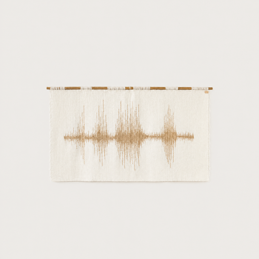 Gold Music handwoven wool wall hanging gold soundwave tapestry Lale Studio & Shop