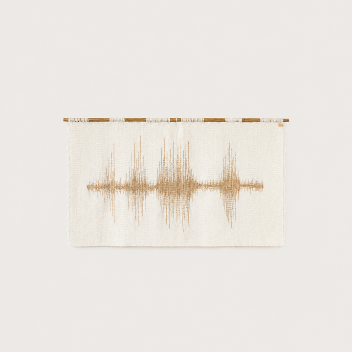 Gold Music handwoven wool wall hanging gold soundwave tapestry Lale Studio & Shop