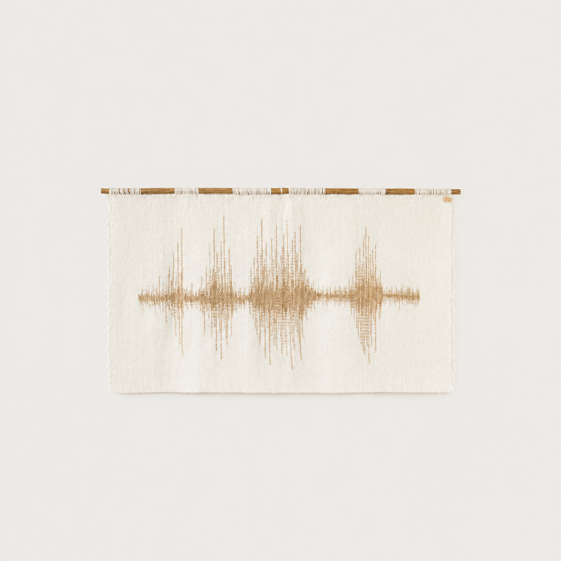 Gold Music handwoven wool wall hanging gold soundwave tapestry Lale Studio & Shop