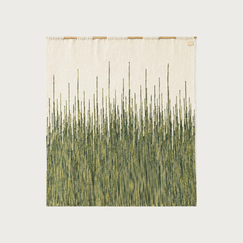 Green Big Wool Zig Zag handwoven wool wall hanging green tapestry Lale Studio & Shop