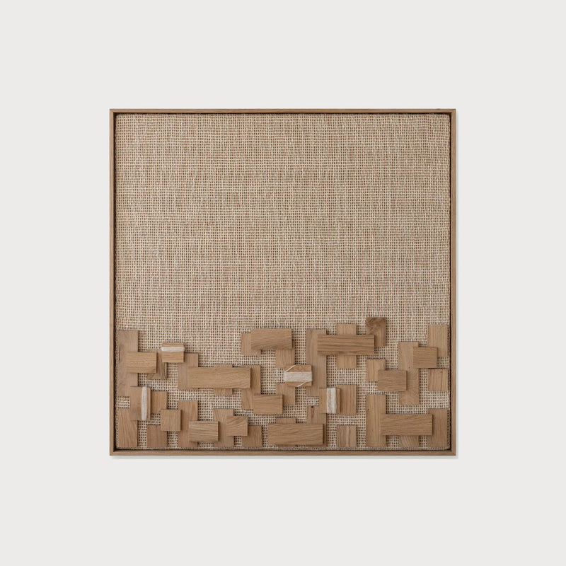 Horizon mixed media handwoven two-ply wool and wood tapestry in a solid wooden frame by Lale Studio & Shop