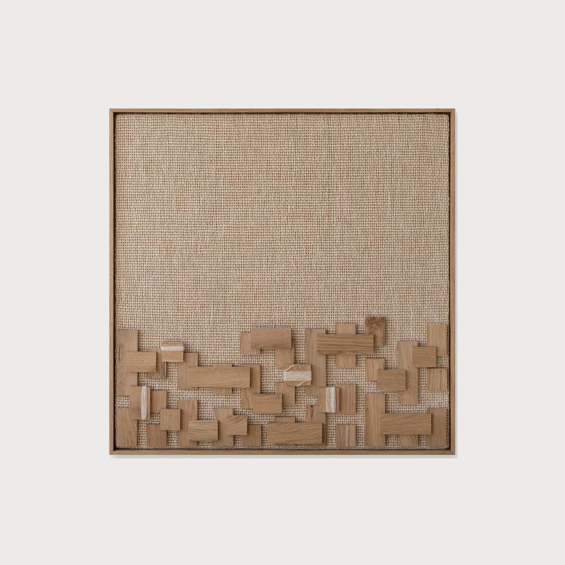 Horizon mixed media handwoven two-ply wool and wood tapestry in a solid wooden frame by Lale Studio & Shop