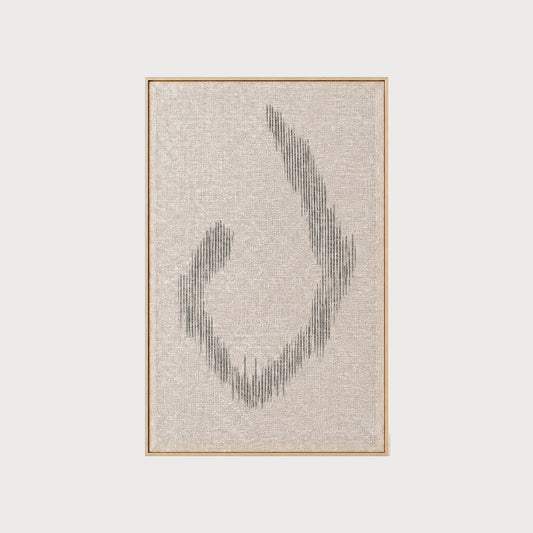 Huek handwoven two-ply wool tapestry in a slim wood frame, framed textile wall art by Lale Studio & Shop
