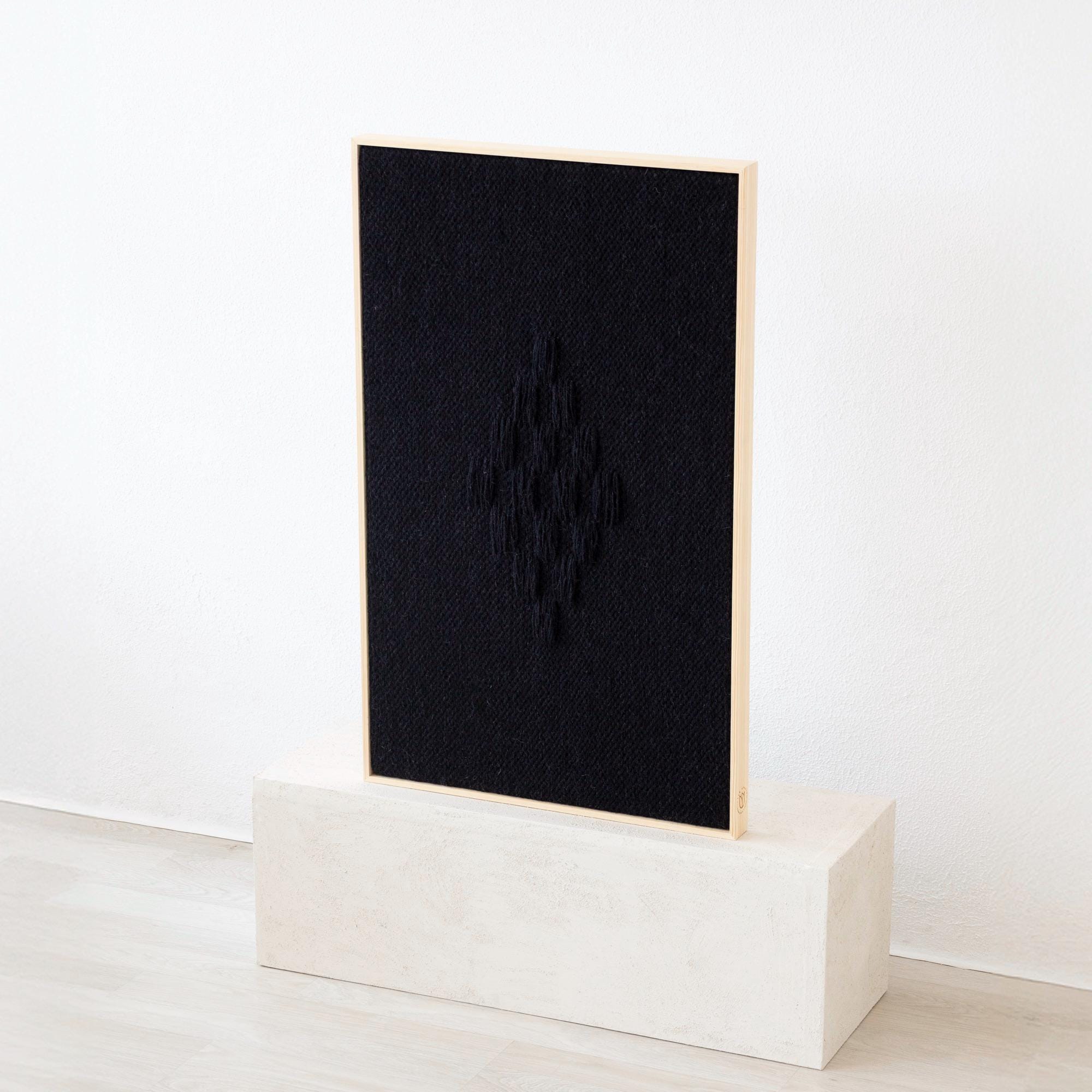 Framed VII Black oak/pine wood-framed handwoven wool wall art by Lale Studio & Shop