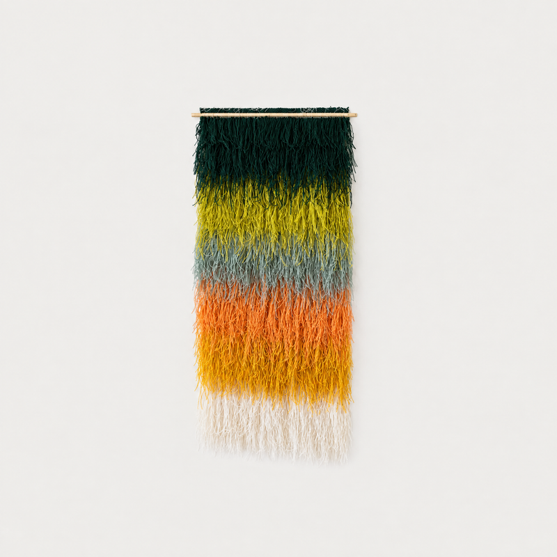 Calaia handwoven wool wall hanging shaggy ombre tapestry Lale Studio & Shop