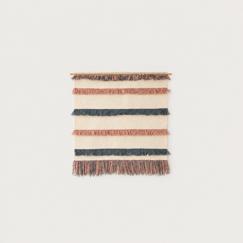 Pipi handwoven wool wall hanging striped fringe tapestry Lale Studio & Shop