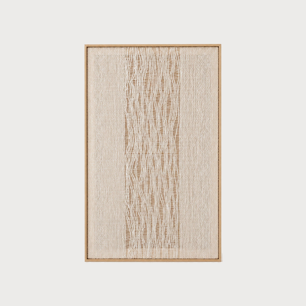Imperfectio I handwoven two-ply wool tapestry in a slim wood frame, framed textile wall art by Lale Studio & Shop