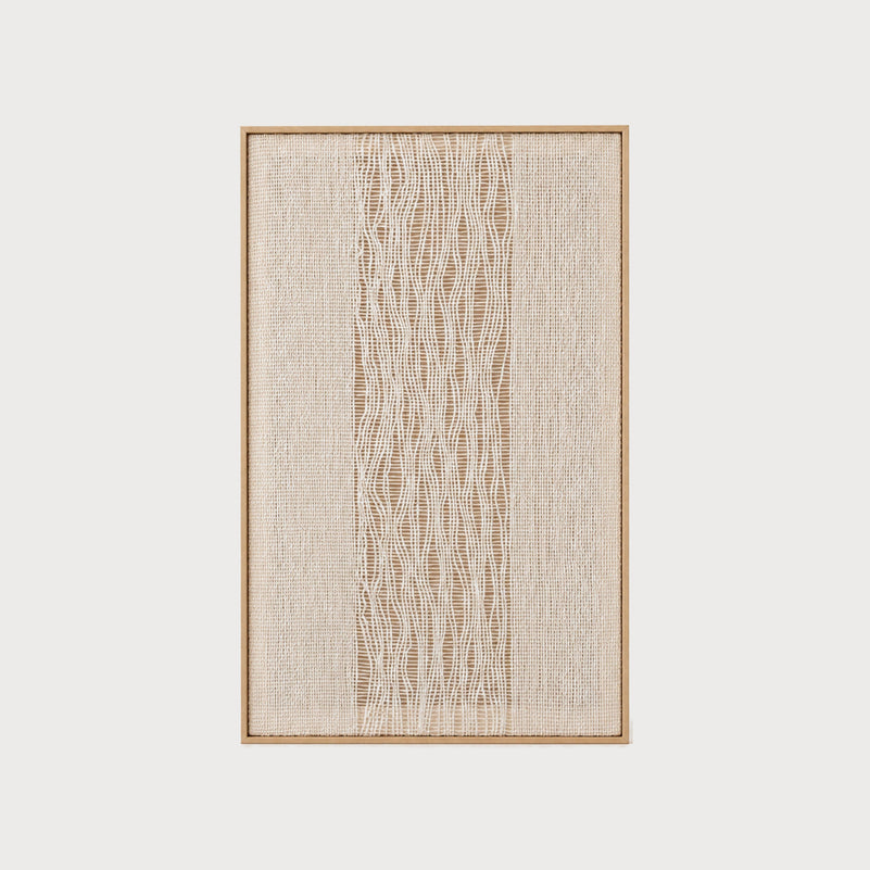 Imperfectio I handwoven two-ply wool tapestry in a slim wood frame, framed textile wall art by Lale Studio & Shop