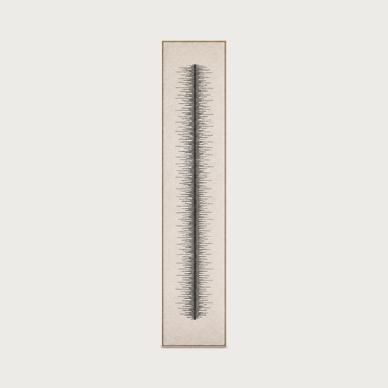 Linea tall narrow handwoven two-ply wool wall art in a solid wooden frame by Lale Studio & Shop