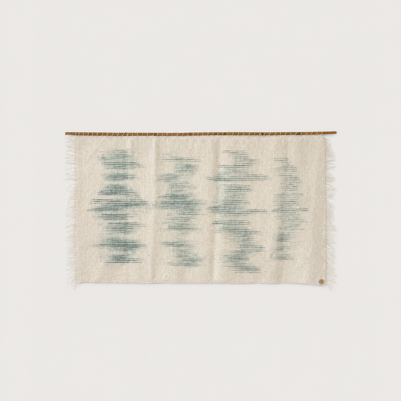 Matcha handwoven wool wall hanging natural wabi sabi tapestry Lale Studio & Shop