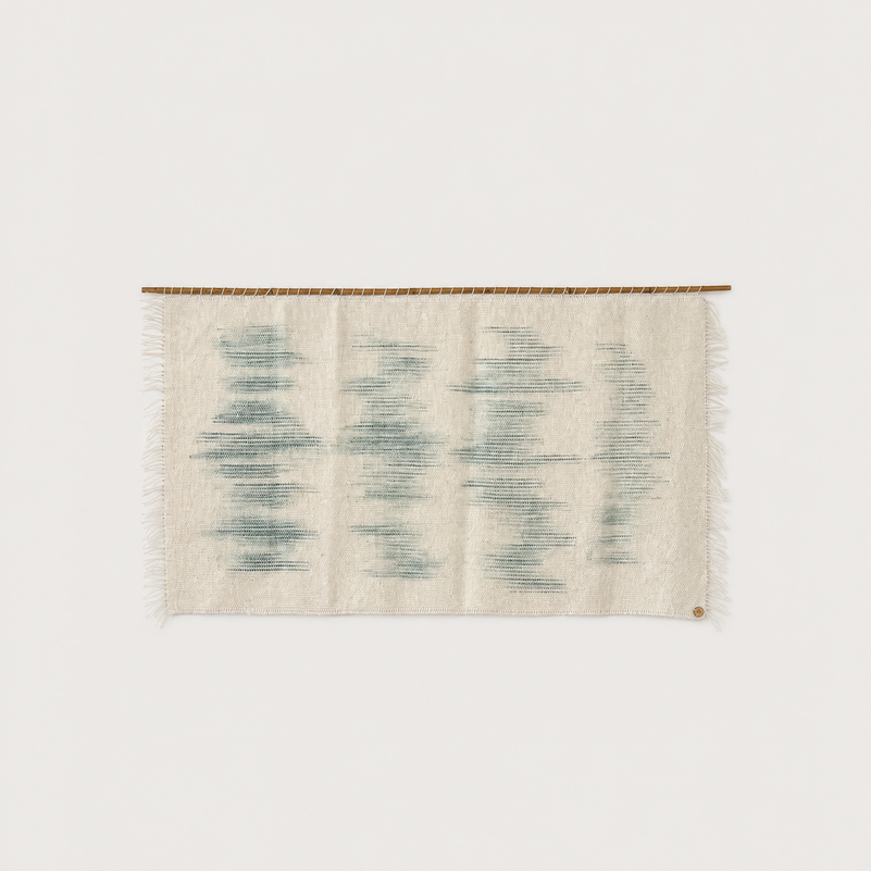 Matcha handwoven wool wall hanging natural wabi sabi tapestry Lale Studio & Shop