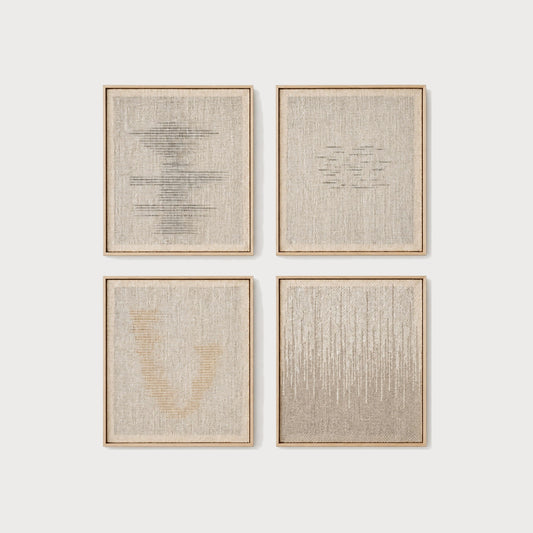 Minimalist Framed handwoven two-ply wool tapestry in a slim wood frame, framed textile wall art by Lale Studio & Shop