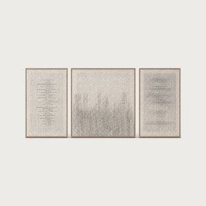 Mist Triptych set of three handwoven two-ply wool tapestries in solid oak frames by Lale Studio & Shop