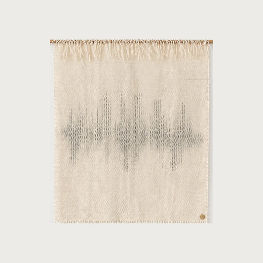 Misty Music handwoven wool wall hanging grey and natural tapestry Lale Studio & Shop