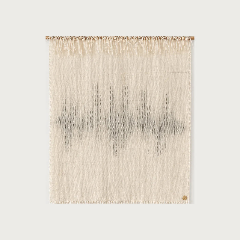 Misty Music handwoven wool wall hanging grey and natural tapestry Lale Studio & Shop