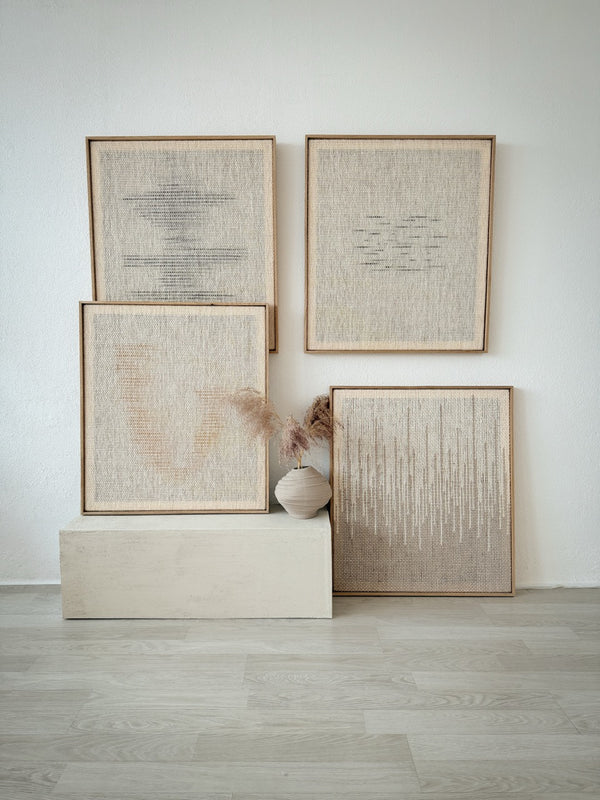 Minimalist Framed handwoven wool wall art, view 10