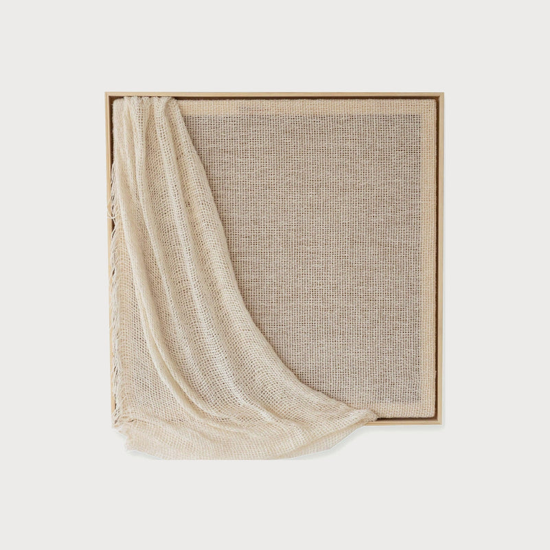 Musa handwoven two-ply wool wall art draped over a solid pine frame, Aera collection by Lale Studio & Shop