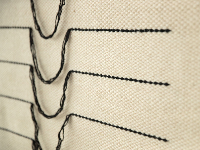 Naia woven wall hanging styled in a modern boho living room