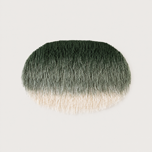 Namii handwoven wool wall hanging round green fringed tapestry Lale Studio & Shop