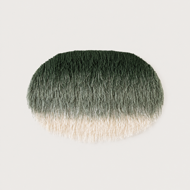 Namii handwoven wool wall hanging round green fringed tapestry Lale Studio & Shop