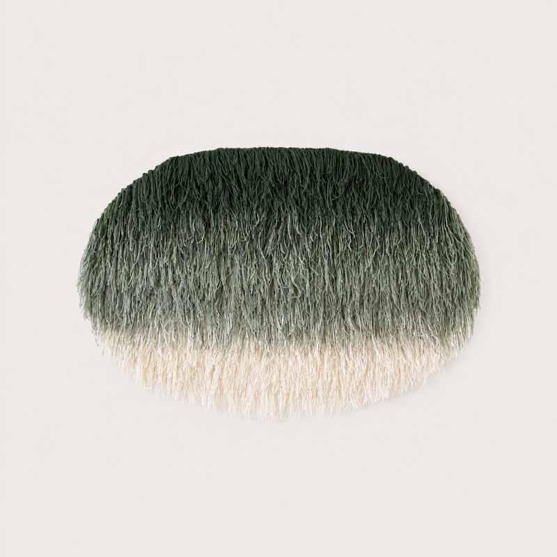 Namii handwoven wool wall hanging round green fringed tapestry Lale Studio & Shop