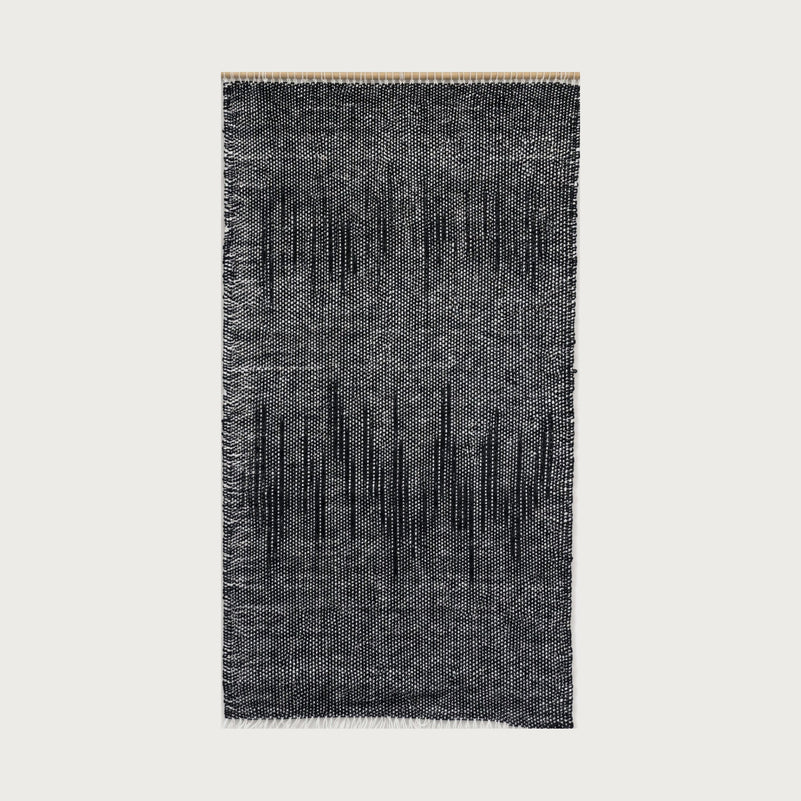 Nyora handwoven wool wall hanging charcoal bamboo rod tapestry Lale Studio & Shop