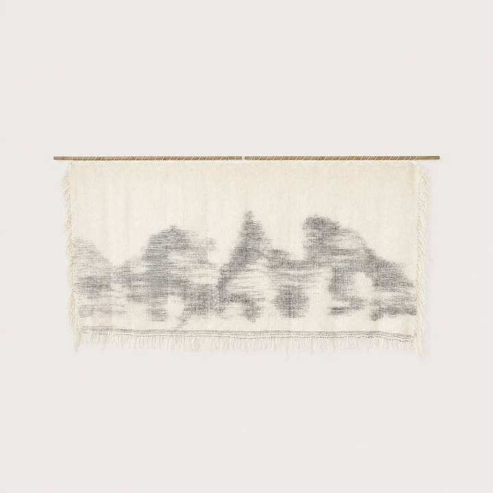 O'Mua handwoven wool wall hanging natural and grey landscape tapestry Lale Studio & Shop