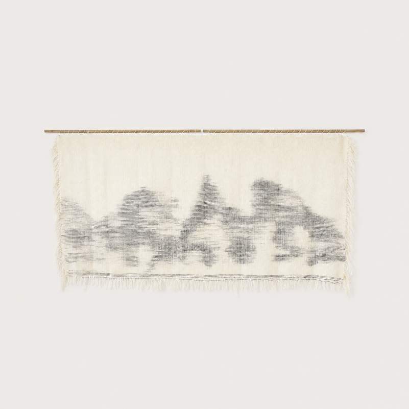 O'Mua handwoven wool wall hanging natural and grey landscape tapestry Lale Studio & Shop