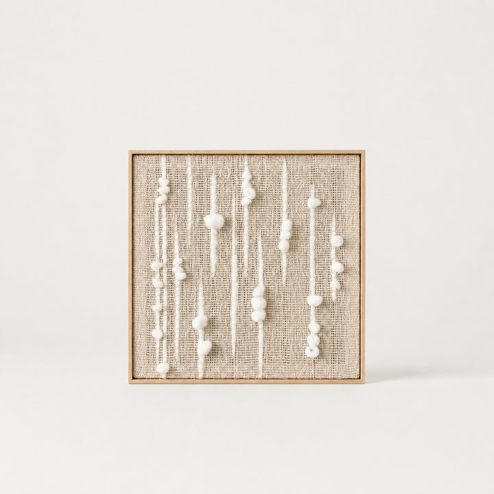 Olit - Minimalist Framed Wall Tapestry - Natural Wool and Wood Art