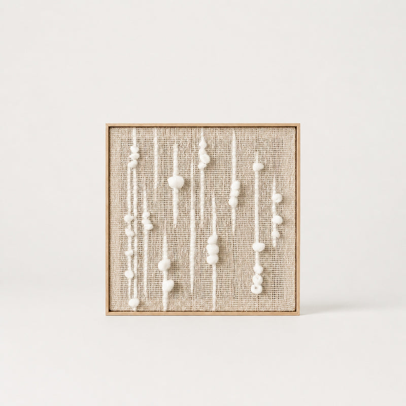 Olit - Minimalist Framed Wall Tapestry - Natural Wool and Wood Art