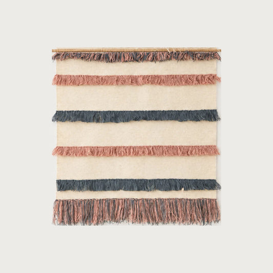 Pipi handwoven wool wall hanging striped fringe tapestry Lale Studio & Shop