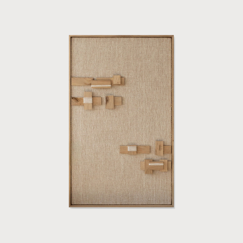 Quiet Form wood mosaic wall art, natural wood tones, handcrafted wall decoration by Lale Studio & Shop