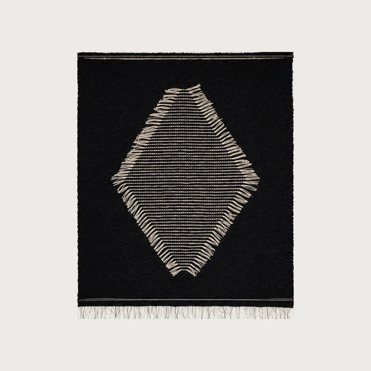 Rombo Black handwoven wool tapestry black diamond wall hanging Lale Studio & Shop