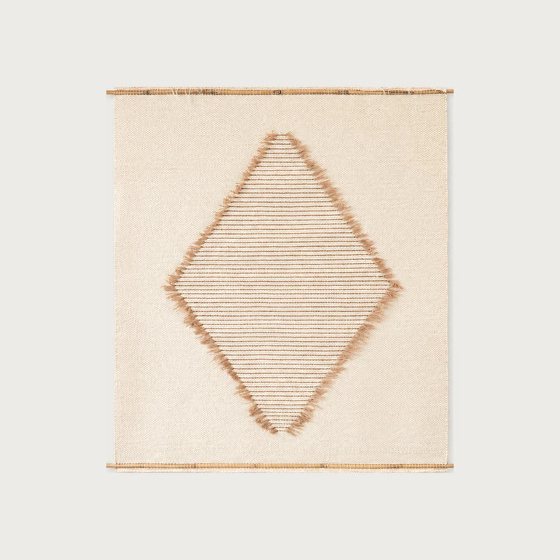 Rombo handwoven wool wall hanging natural diamond tapestry Lale Studio & Shop