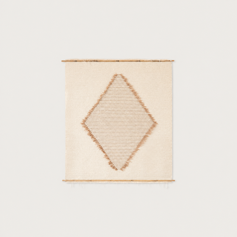 Rombo handwoven wool wall hanging natural diamond tapestry Lale Studio & Shop