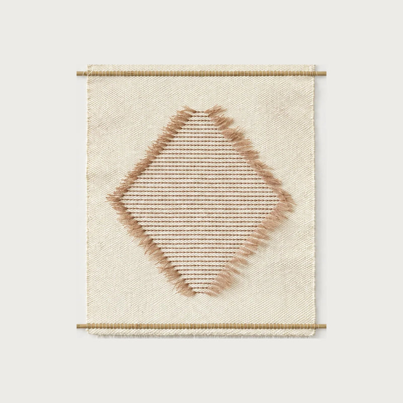 Rombo S handwoven wool wall hanging natural diamond tapestry Lale Studio & Shop