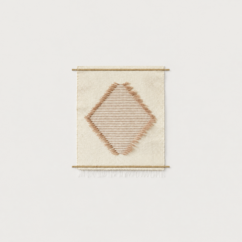 Rombo S handwoven wool wall hanging natural diamond tapestry Lale Studio & Shop