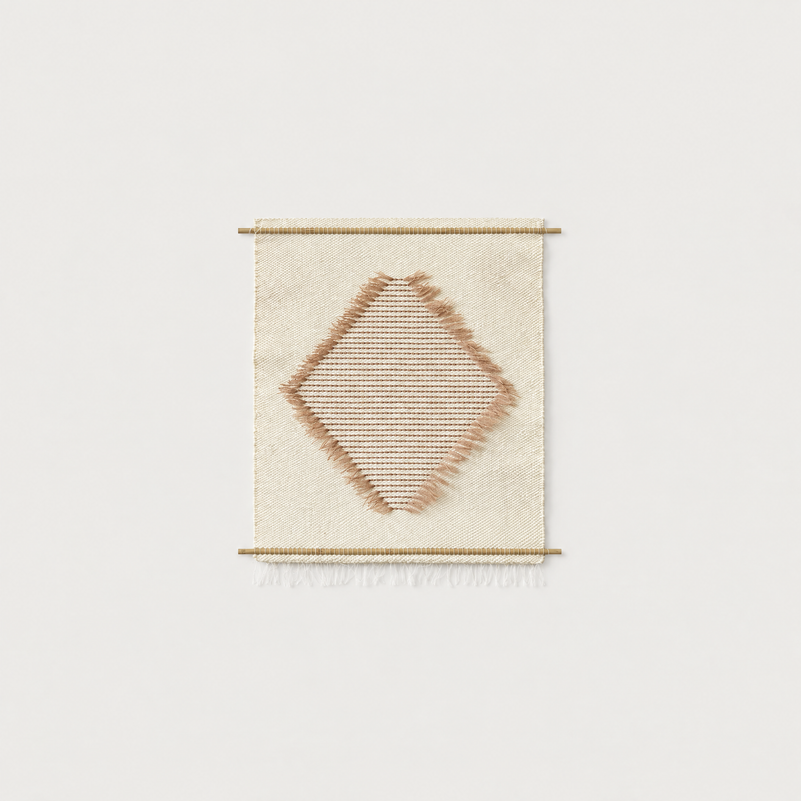 Rombo S handwoven wool wall hanging natural diamond tapestry Lale Studio & Shop