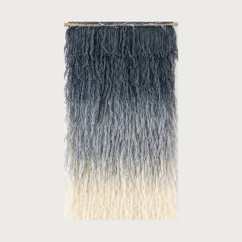 Snow handwoven wool wall hanging navy ombre tapestry Lale Studio & Shop