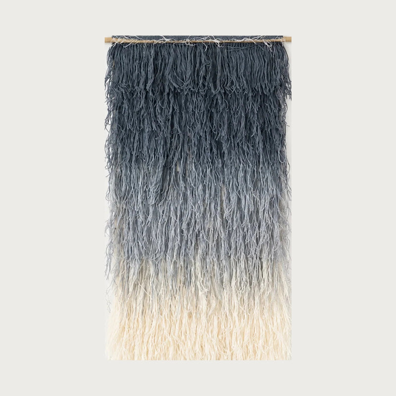 Snow handwoven wool wall hanging navy ombre tapestry Lale Studio & Shop