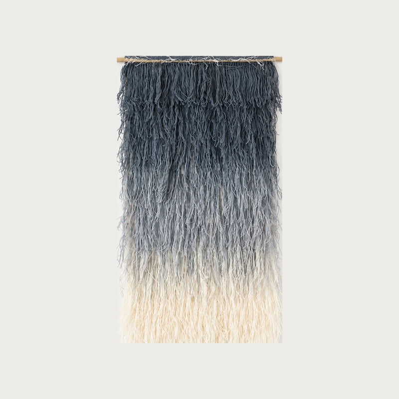 Snow handwoven wool wall hanging navy ombre tapestry Lale Studio & Shop